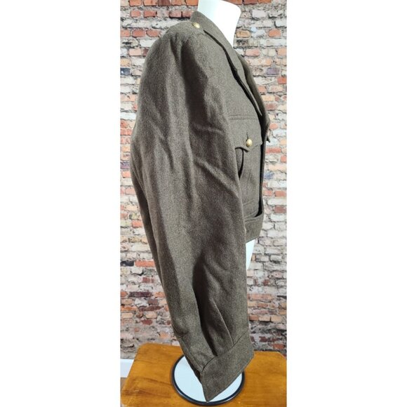 French Military Ike Style 1958 Olive Wool Jacket Gold Buttons 14 Delrieu Lyon - Picture 7 of 14